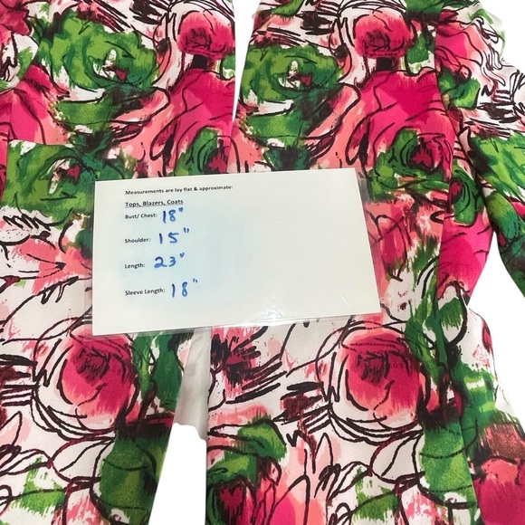 Evan Picone Floral Blazer Jacket Women’s 6P Pink Green Open Front Lined Spring - Picture 8 of 13